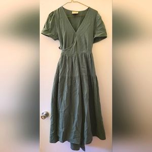 Universal Thread Women's XS Forest Green Short Sleeve Wrap Dress